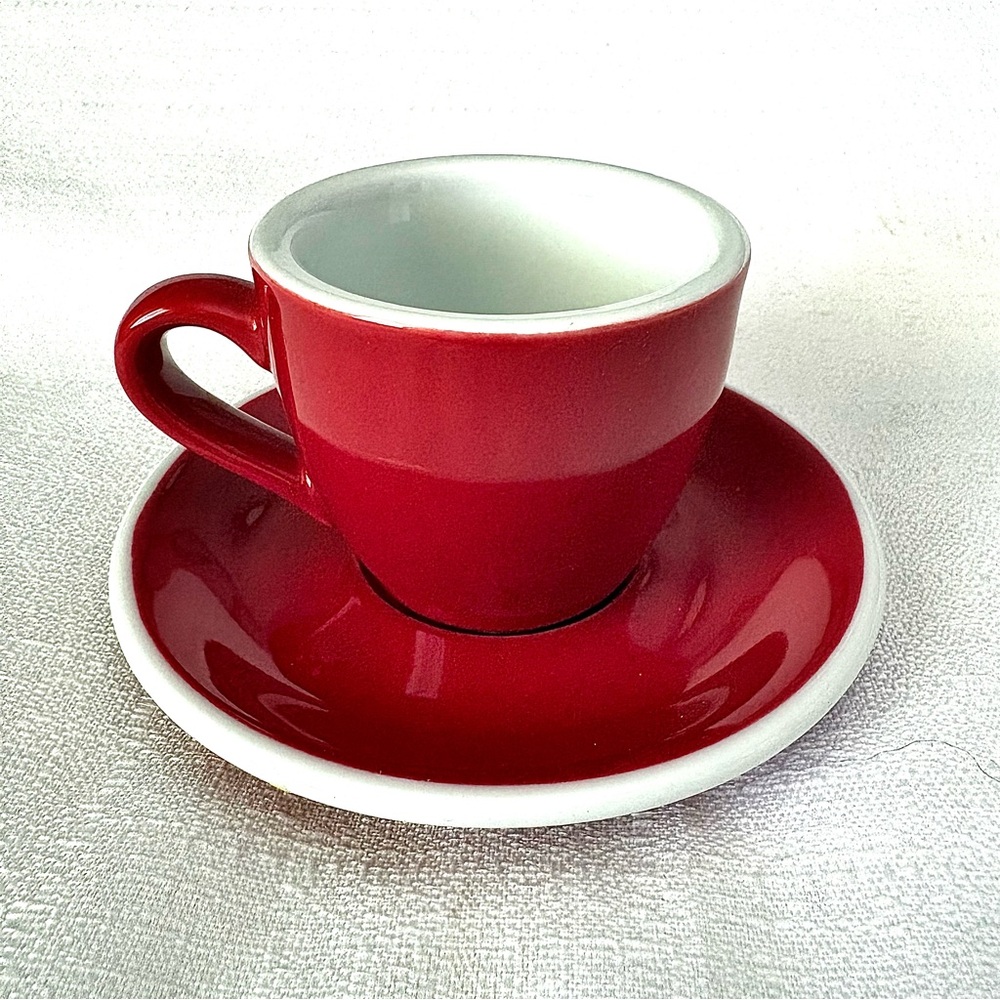 ACME Porcelain Espresso / Demitasse Cup & Saucer RATA RED 2.5‎ oz